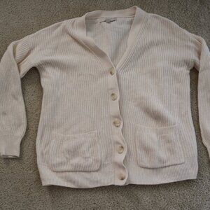 LOFT Ribbed Cream Cardigan Sweater